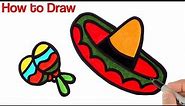 How to Draw Cinco de Mayo Celebration ( Sombrero Maracas )
