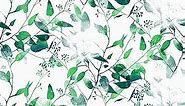 Green Sage Leaves Wallpaper Peel and Stick Leaf Contact Paper Cyan Peel and Stick Wallpaper for Cabinets Waterproof Vinyl Wallpapers for Bathroom Self Adhesive Decorative Film 17.5''x118''