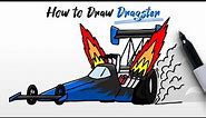 How to Draw a Dragster (Drag Racing - fastest car in the world) easy Step By Step