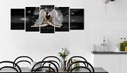 YPY Angel Wing Canvas Wall Art: Girl with Wings Goth Room Decor - Angel Picture Print Set 5 Piece Modern Gothic Home Decoration, Inspirational Framed Poster for Living Room