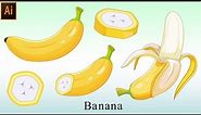Vector Banana Drawing in Different Style step by step Tutorial In Illustrator