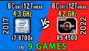 i7 8700 vs Ryzen 5 4500 Test in 9 Games | R5 4500 vs i7 8700k