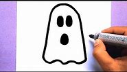 How to draw a Ghost Very Easy Step by Step, Draw cute things