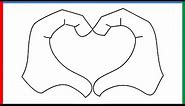 How to draw Heart hands [emoji] step by step for beginners