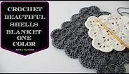 How To Crochet A Beautiful Shells Blanket In One Color | How to crochet a blanket | Shells Stitch