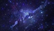 Dark Blue Galaxy Outer Space Travel Flying In Glowing Stars Nebula - 4K