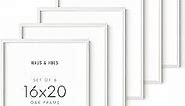 HAUS AND HUES Set of 6 16 X 20 Frames - White Picture Frames 16x20 Poster Frames for Wall, Wood Frame 16x20 White Frames Gallery Wall, Large Picture Frames 16x20 Frame White (White Oak Frame)