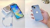 iphone 14 (blue) unboxing  aesthetic setup and accessories!