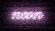 Flickering Retro Neon Sign Glowing Night Light Illuminated Brick Wall 4K VJ Loop Motion Background