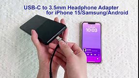 2-in-1 Type-C & Lightning to 3.5mm Headphone Adapter, Compatible with iPhone, USB C Devices, Wide Compatibility, HIFI Audio, MFi Certified, Durable, with Charger