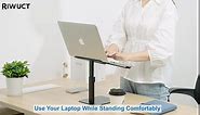 RIWUCT Laptop Stand for Desk, 8 Adjustable Height Aluminum Computer Stand, Ergonomic Laptop Riser Holder Sit to Stand Compatible with MacBook, Air, Pro and More 10"-16" Notebooks - Black