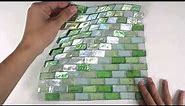 Iridescent Glass Mosaic Tile Aqua Blend 1x2 - 120KELU12BL15