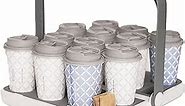 Reusable Drink Carrier for Coffee Runs Takeout Delivery | up to 12 Cups | Uber Doordash | Foldable Portable Compact Durable Secure | Holder Caddy | Hot & Cold Cups | Comfort Handle | White