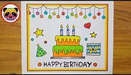 Birthday Greetings Card Drawing / Happy Birthday Drawing / Birthday Card Drawing easy / Card easy