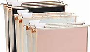 Y YOMA 6 Pack Rose Gold Hanging File Folders with Pocket Letter Size Decorative File Folder Cute Pretty Hanging Folder for Office Home School with 1/5-Cut Adjustable Tabs, Inner Storage Pockets