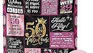 50 Birthday Gifts for Women, 50th Birthday Blanket with Gift Box, 50th Birthday Decorations Gift Ideas for Her, 50 Year Old Gifts for Women Turning 50 and Fabulous