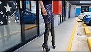 Georgia Reviews Pleaser DELIGHT-3000 Shiny Black 6 Inch Thigh High Platform Boots with Walking