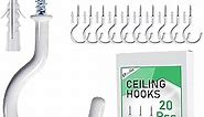 20 Pcs Ceiling Hooks for Hanging Plants - 2.9 inches Heavy Duty, Hanging Hooks for Christmas Lights, Cups, Decors - White Vinyl Coated Screw in Plant Hanger Hook Indoor and Outdoor