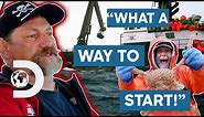 Time Bandits Celebrate With Joy On Their First Crab Hunt Of The Season! | Deadliest Catch