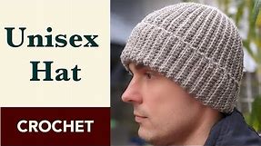 Crochet Hat for Adult Men & Women. Crochet Hook 4.5 mm. Wool Yarn. Crochet Beanie For Beginners.