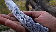 Survival Engraved Folding Knife, Engraved Pocket Knife, Handmade Pocket Knife, Camping Pocket Knife