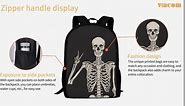 UIACOM Human Skeleton Backpacks Happy Gothic Skull Skeleton School Bags Travel Backpacks Laptop School Bookbag Lightweight 17 inch Large Daypack Rucksack for Women Men Teens Kids, Black