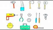 How to Draw Tools Step by Step Easy || Drawing Toolbox for Kids || Engineering tools for kids