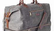 Canvas Travel Tote Luggage Men's Weekender Duffle Bag with Shoe compartment (Grey)