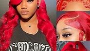 Avolo Red Lace Front Wigs Human Hair Red Wig Human Hair 13x4 Body Wave Red Human Hair Wigs HD Red Frontal Wigs Human Hair Red Colored Wig Human Hair Glueless Wigs Human Hair 180% Density 20 Inch
