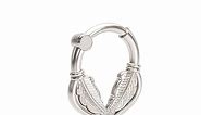 Boho Feather Unique Clicker Septum Ring, Nose Piercing Jewelry, 16g Septum Hoop, Handmade Jewelry by Umanative Design