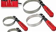 Swivel Oil Filter Wrench Set, 4-Piece Standard Oil Filter Removal Tool, Stainless Steel Remover Pliers (2-3/4" to 5-1/4")