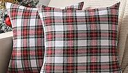DFXSZ Christmas Pillow Covers 20x20 Set of 2 Buffalo Plaid Striped Christmas Pillow Red and White Christmas Decorations Throw Pillow Cover for Living Room Couch Sofa