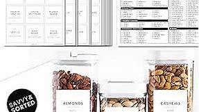 SAVVY & SORTED Minimalist Pantry Labels, 180 Waterproof Vinyl Stickers for Food Containers - Kitchen Labels for Organizing Storage Bins, Jars, Kitchen