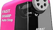 Electric Pencil Sharpener Heavy Duty, 6 Holes, Auto Stop AFMAT Pencil Sharpeners for School, Classroom Electric Sharpener for 6-11mm Pencils, 7000 Sharpening Times, Pink