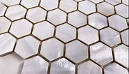 Seashell Natural Mother of Pearl Hexagon 1 Inch Mosaic Wall Tile with Backing for Kitchen Backsplash, Bathroom Wall, Accent Walls (5)