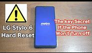 LG Stylo 6 How to hard Reset, Removing PIN, Password, Fingerprint pattern