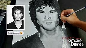 Drawing Damon Salvatore | Ian Somerhalder! My First Potrait!