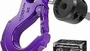 AUTMATCH Winch Hook Safety Latch 3/8" - Grade 70 Forged Steel Clevis Slip Hook and Winch Cable Hook Stopper with Steel Plate, Max 39,600Lbs Work for Winch Rope, ATV, UTV, Off Road Vehicle, Purple