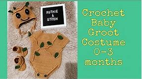 CROCHET Baby Groot Costume 0- 3months old part 1 ( onesie)
