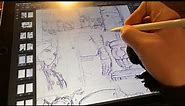 Inking Manga Draft Page - IPad Pro & Apple Pencil