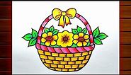 Flower Basket Drawing || How to Draw Flower Vase Step by Step || Draw Basket || Creativity Studio.