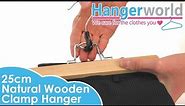 HANGERWORLD - Natural Wooden Clamp Hanger - 25cm