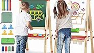 JOYOOSS Easel for Kids Art Easel Kids Easels for Toddlers,Wooden Kid Easel with Paper Roll - Adjustable Magnetic Double Sided, Toddler Art Easel for Toddlers 2-4 Years and Art Easel for Kids Ages 4-8