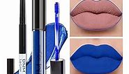 evpct 2Pcs Royal Light Blue Matte Liquid Lipstick and Lip Liner Pencil Makeup Set DNM Blue Lipstick 24H and with Lip Liner Set Waterproof Long Lasting labiales mate 24 horas originales 21#