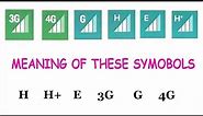 Meaning of Symbols H,H+,E,G,3G,4G Explained in Detail.