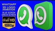 Free Whatsapp 3D Logo Blue Screen/Greenscreen (Spin Looping Animate) 30fps