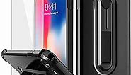 Emo iPhone SE 2020 case, iPhone 8 Case, iPhone 7 Case with Screen Protectors [x2] [Military Grade] Silicone Slim Shockproof Protective Phone Case with Ring Kickstand for iPhone 78SE 2, Black
