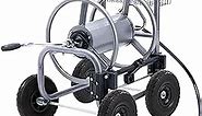Giraffe Tools Hose Reel Cart, Hose Cart with Wheels Heavy Duty, Industrial Hose Reels for Outside, 250-Feet of 5/8" Hose Capacity, Hose Guide Pre-Installed