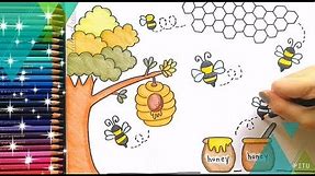 How To Draw a BEE , Cute Drawing a HONEY BEE Easy