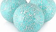 4" Decorative Orbs, Mosaic Sphere Balls, Centerpiece Balls for Bowls, Vases, Dining Table Decor, Pack of 3 (Teal Blue)